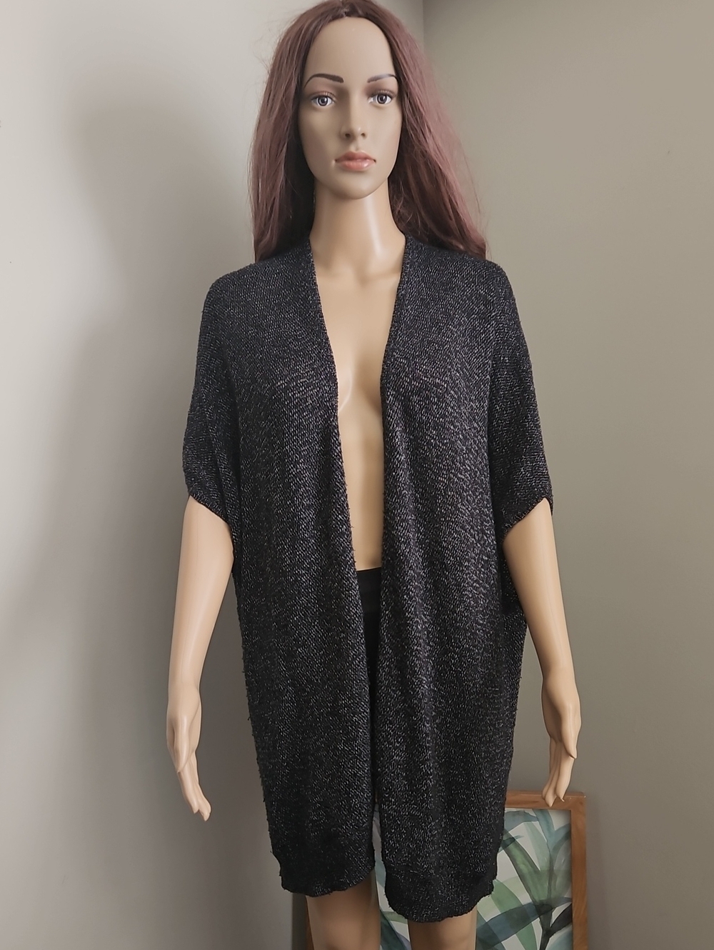 Aritzia Community Open-Front Black Women's Sweater Cardigan Oversized Loose Fit